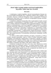 452  Balázs Géza József Attila verseinek modern nyelvészeti megközelítése Egy példa: Tudod, hogy nincs bocsánat