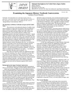 JAPAN DIGEST National Clearinghouse for United States-Japan Studies Indiana University Memorial West #211