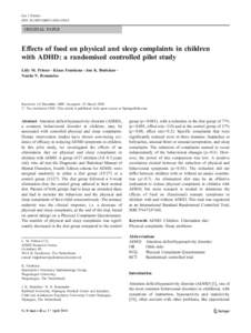 Eur J Pediatr DOIs00431ORIGINAL PAPER  Effects of food on physical and sleep complaints in children