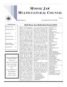 MOOSE JAW MULTICULTURAL COUNCIL PAGE 1 SEPTEMBER NEWSLETTER[removed]Volume 28 Issue 3