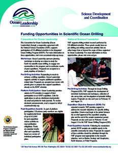Science Development and Coordination Funding Opportunities in Scientific Ocean Drilling Consortium for Ocean Leadership