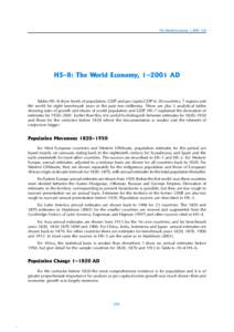 The World Economy, AD  HS–8: The World Economy, 1–2001 AD Tables HS–8 show levels of population, GDP and per capita GDP in 20 countries, 7 regions and the world for eight benchmark years in the past two mill