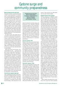 Cyclone surge and community preparedness Natural hazards with lead times This paper considers community flood and cyclone surge preparedness. In relative terms, cyclone surges have a warning time