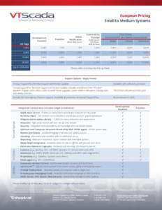 European Pricing Small to Medium Systems Development Runtime