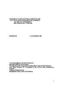 International development / ACP–EU Joint Parliamentary Assembly / Economic Partnership Agreements / Cotonou Agreement / African /  Caribbean and Pacific Group of States / Glenys Kinnock /  Baroness Kinnock of Holyhead / ACP–EU development cooperation / The Courier / International relations / International trade / International economics