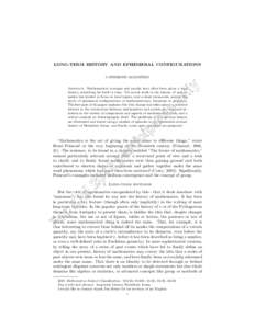 LONG-TERM HISTORY AND EPHEMERAL CONFIGURATIONS CATHERINE GOLDSTEIN Abstract. Mathematical concepts and results have often been given a long history, stretching far back in time. Yet recent work in the history of mathemat