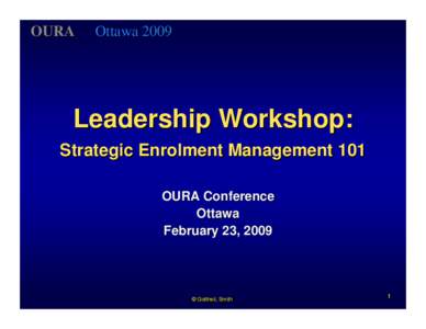 STRATEGIC ENROLLMENT MANAGEMENT Core Concepts and Strategies