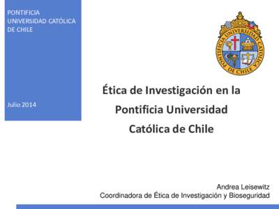 PONTIFICIA PONTIFICIAUNIVERSIDAD CATÓLICA DE CHILE UNIVERSIDAD CATÓLICA DE CHILE