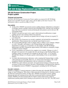 SR 520 Pontoon Construction Project - Project Update