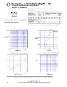 NATIONAL MAGNETICS GROUP, INC. MANUFACTURERS OF MAGNETIC AND ADVANCED MATERIALS AFFILIATE: TCI CERAMICS, INC. Specifications