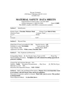 Keyano Aromatics 2392 Route 9 Mechanicville NY[removed]5310 MATERIAL SAFETY DATA SHEETS National Poison Control Center[removed]