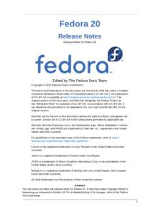 Release Notes - Release Notes for Fedora 20