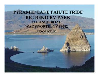 PYRAMID LAKE PAIUTE TRIBE BIG BEND RV PARK #1 RANCH ROAD WADSWORTH, NV2185