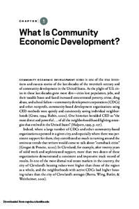 chapter1  What Is Community Economic Development?  is one of the true inventions and success stories of the last decades of the twentieth century and