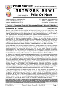 POLIO NSW INC  (formerly Post-Polio Network (NSW) Inc) NETWORK NEWS Incorporating – Polio Oz News