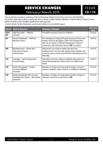 SERVICE CHANGES  ISSUEFebruary/March 2015