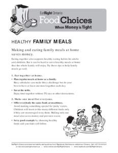 EatRight Ontario  FoodChoices When Money is Tight  HEALTHY FAMILY MEALS