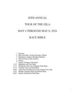 30TH ANNUAL TOUR OF THE GILA MAY 4 THROUGH MAY 8, 2016 RACE BIBLE  1