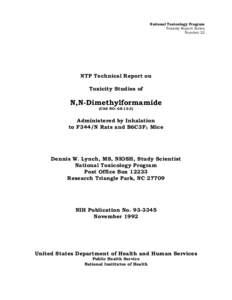 Amides / Dimethylformamide / National Toxicology Program / National Institute of Environmental Health Sciences / Vanadium / Malathion / Toxicology / Chemistry / Endocrine disruptors / Insecticides