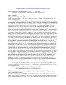 Southern Campaign American Revolution Pension Statements & Rosters Pension Application of William Brabston W960 Mary May VA Transcribed and annotated by C. Leon Harris. Revised 31 Dec[removed]State of Tennessee