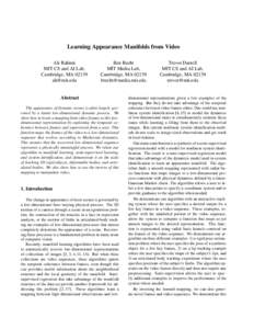 Learning Appearance Manifolds from Video Ali Rahimi MIT CS and AI Lab, Cambridge, MA[removed]removed]