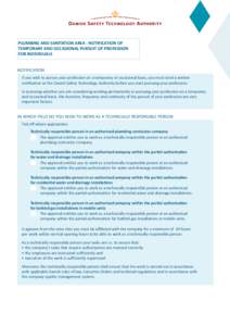 PLUMBING AND SANITATION AREA - NOTIFICATION OF TEMPORARY AND OCCASIONAL PURSUIT OF PROFESSION FOR INDIVIDUALS NOTIFICATION If you wish to pursue your profession on a temporary or occasional basis, you must send a written