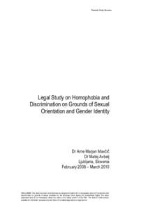 Thematic Study Slovenia  Legal Study on Homophobia and Discrimination on Grounds of Sexual Orientation and Gender Identity