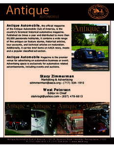 Antique  AUTOMOBILE Antique Automobile, the official magazine