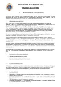 SERVICE NATIONAL DE LA PROTECTION CIVILE  Rapport d’activités 1.  Réunions et activités au plan international
