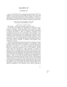 Senate Bill No. 20 CHAPTER 526 An act to add Article[removed]commencing with Section[removed]to Chapter 6.5 of Division 20 of the Health and Safety Code, and to add Article 4 (commencing with Section[removed]to Chapter 3.5