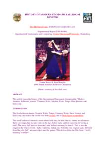 HISTORY OF MODERN STANDARD BALLROOM DANCING Don Herbison-Evans,  Departmental Report TRS, Department of Mathematics and Computing, Central Queensland University, Bundaberg.