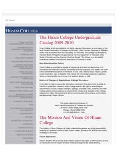 PDF Version  HIRAM COLLEGE UNDERGRADUATE CATALOG UNDERGRADUATE ADMISSION: TRADITIONAL