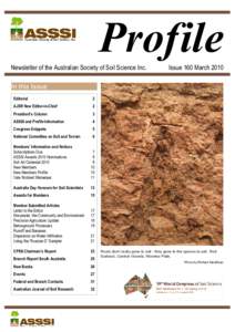 Prof ile Newsletter of the Australian Society of Soil Science Inc. Issue 160 MarchIn this Issue