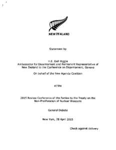 NEW ZEALAND  Statement by H.E. Dell Higgie Ambassador for Disarmament and Permanent Representative of