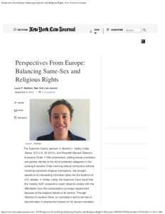 Perspectives From Europe: Balancing Same-Sex and Religious Rights | New York Law Journal