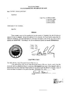 STATE OF OHIO STATE PERSONNEL BOARD OF REVIEW MATTHEW P. SHAUGHNESSY, Appellant,  Case Nos. 12-TFR[removed]