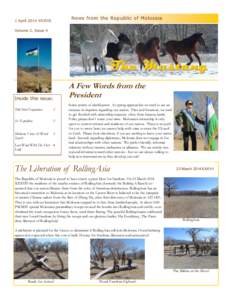 News from the Republic of Molossia  1 April 2014 XXXVII Volume 2, Issue 4  The Mustang