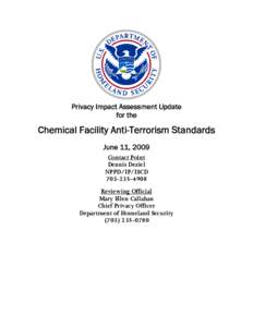 Department of Homeland Security Privacy Impact Assessement Update Chemical Facility Anti-Terrorism Standards