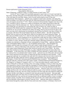 Southern Campaign American Revolution Pension Statements Pension application of John Gaspenson S1818 fn16NC Transcribed by Will Graves[removed]State of Tennessee, Anderson County: At August Sessions of said County 1832