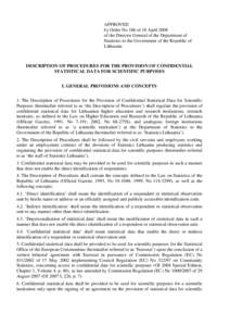 APPROVED by Order No 106 of 18 April 2008 of the Director General of the Department of Statistics to the Government of the Republic of Lithuania