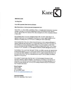 ooo  Kane NEWS RELEASE 1gth May 2014