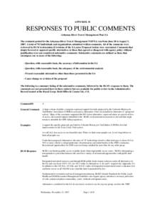APPENDIX 18  RESPONSES TO PUBLIC COMMENTS Arkansas River Travel Management Plan EA The comment period for the Arkansas River Travel Management TMP EA ran from June 20 to August 3, 2007. A total of 743 individuals and org