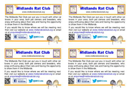 www.midlandsratclub.org  www.midlandsratclub.org The Midlands Rat Club can put you in touch with other rat lovers in your area, both pet owners and breeders, who