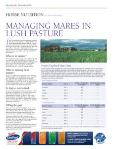 December[removed]HORSE NUTRITION by Nerida Richards MANAGING MARES IN LUSH PASTURE