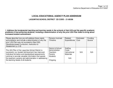 Local Educational Agency Plan - Addendum Template (CA Dept of Education)