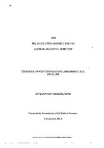 1998 THE LEGISLATIVE ASSEMBLY FOR THE AUSTRALIAN CAPITAL TERRITORY TERRITORY OWNED CORPORATIONS (AMENDMENT) BILL (NO[removed]