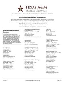 Texas A&M Forest Service  200 Technology Way, Suite 1281, College Station, TX[removed][removed]