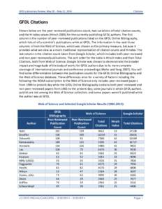 GFDL Laboratory Review, May 20 – May 22, 2014  Citations GFDL Citations Shown below are the peer reviewed publications count, two variations of total citation counts,