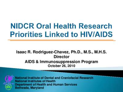 Oral Health Research Priorities Linked to HIV/AIDS