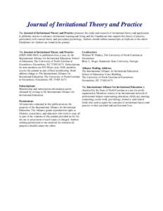 Journal of Invitational Theory and Practice